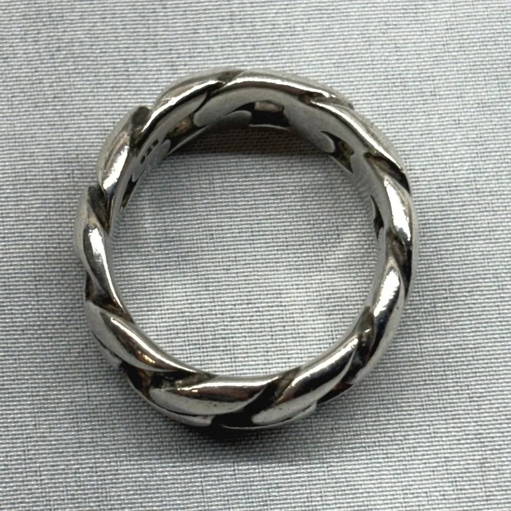 Unbranded Curb Link Chain Ring Unisex Size 9 Silver Good Sterling 925 Band